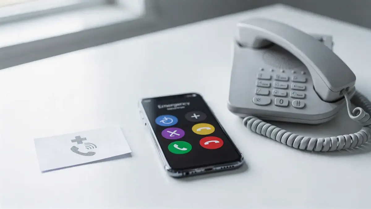Smartphone und Telefon als Symbole zum Hilfe rufen ohne unnötige Eskalation