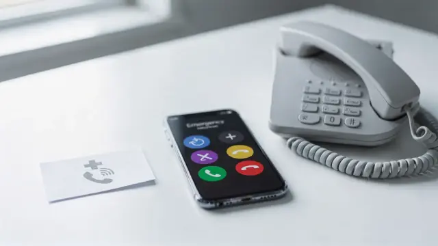 Smartphone und Telefon als Symbole zum Hilfe rufen ohne unnötige Eskalation