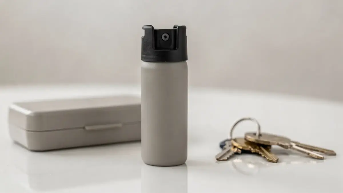 Pfefferspray und Schlüsselanhänger als Sachmotiv zum Thema Pfefferspray in Deutschland erlaubt