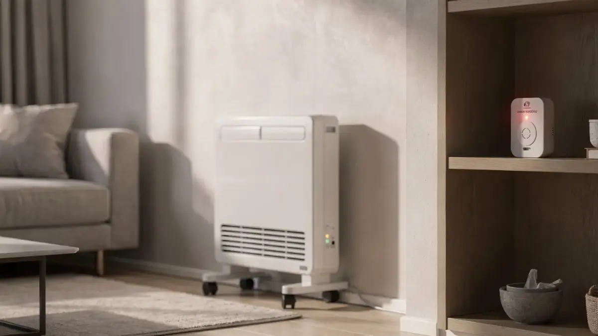 CO-Warnmelder und mobile Heizquelle im Wohnraum als Thema zur Warnung im Notfall