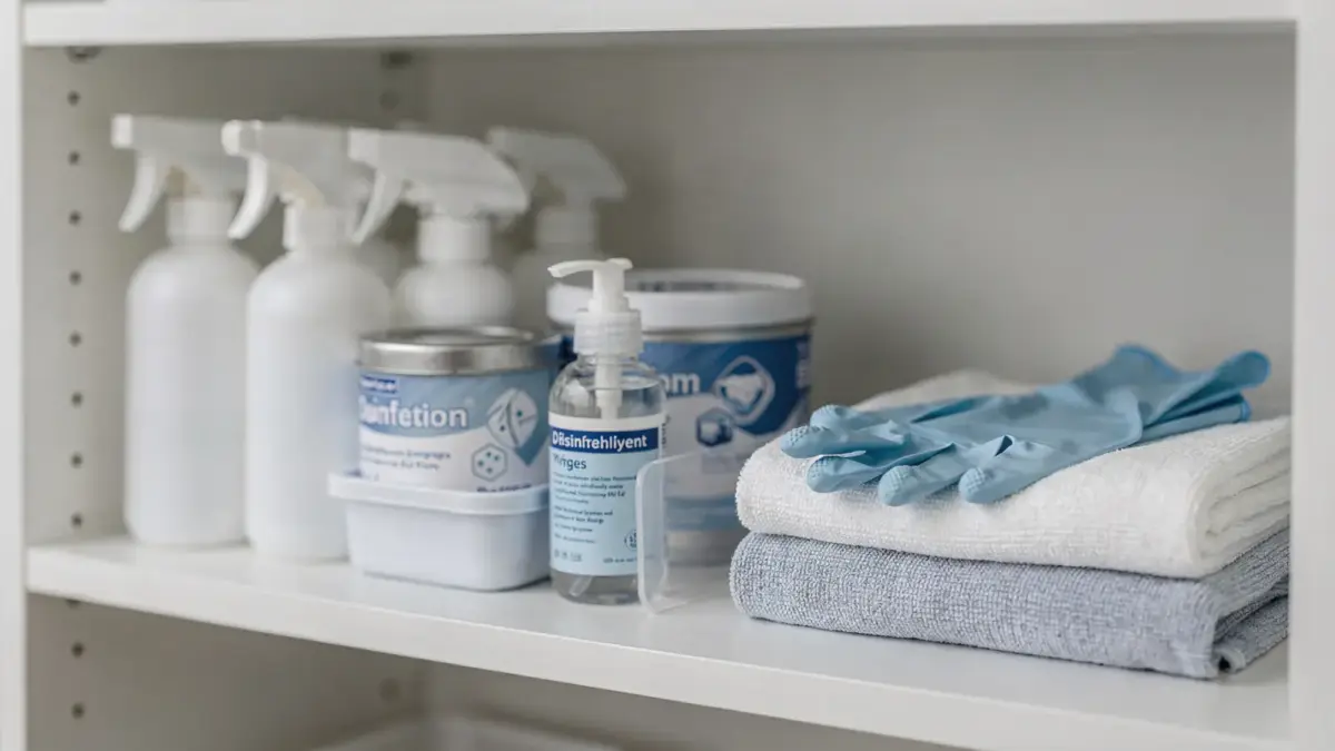 Desinfektions-Notfallset mit Sprays, Tüchern und Handschuhen zur Krisenvorsorge