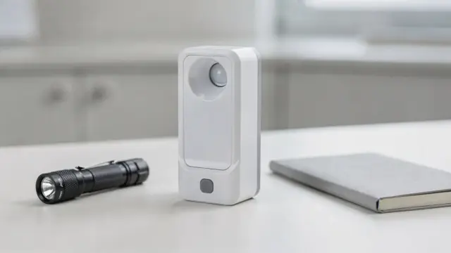 Stroboskop-Abwehr-Gerät auf einem Schreibtisch als Thema des Artikels zur rechtlichen Einordnung