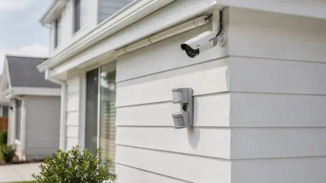 Überwachungskamera an einem Haus als Abschreckung gegen Einbrecher