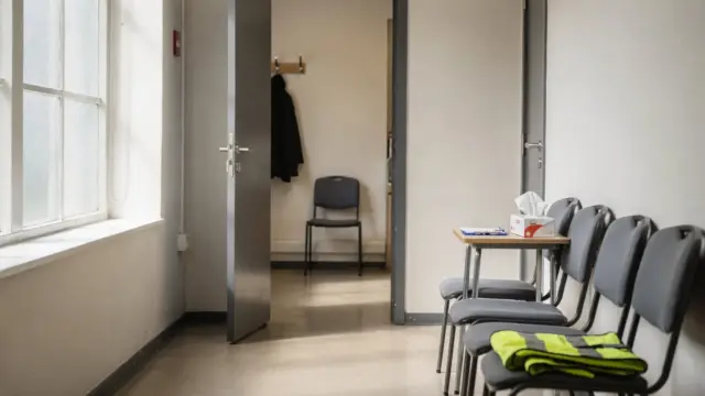 Deeskalationsszene mit ruhiger Gesprächshaltung in einer öffentlichen Umgebung