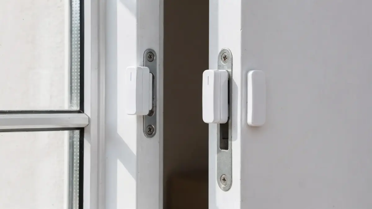 Tür- und Fenstersensoren an Fenster- und Türrahmen für den Öffnungsalarm-Sensor