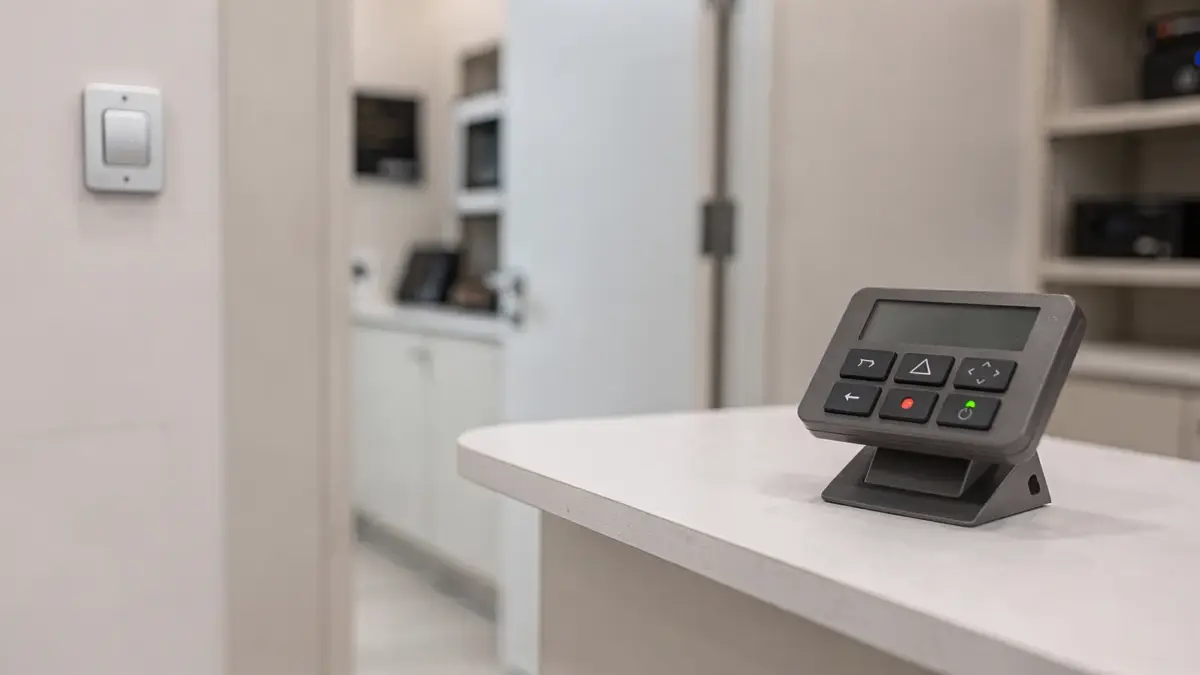 Panikalarm im Geschäft: Alarmknopf und Steuereinheit als Thema Überfallalarm